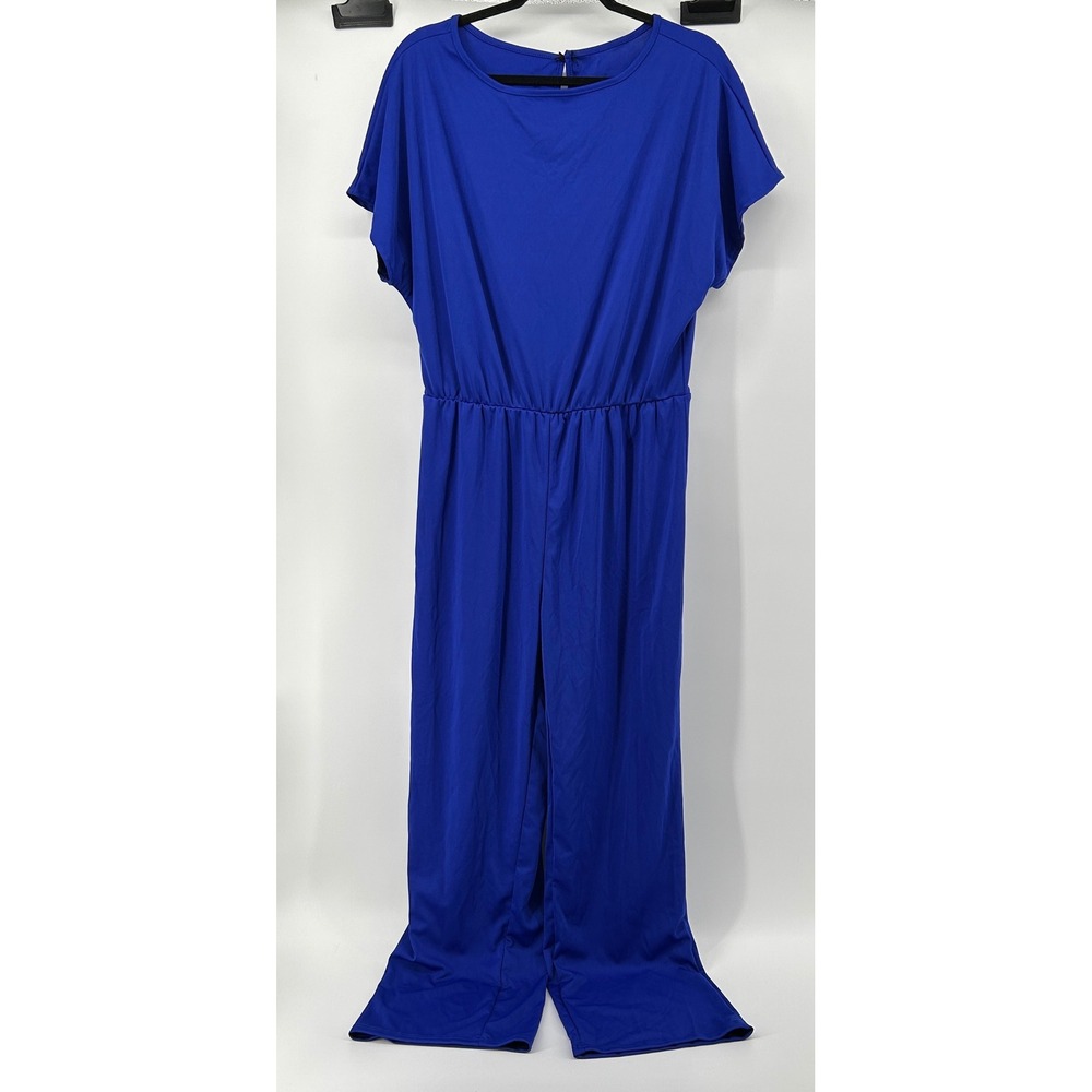 Royal Blue Wide‎ Leg Elastic Waist Jumpsuit XL Casual Bold Minimalist Tall Girl